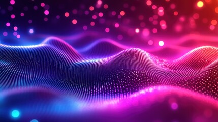 Poster - Abstract Pink Blue Digital Wave Background
