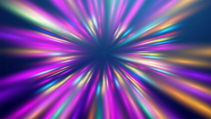 Poster - Warp tunnel speed of light technology background. Neon light futuristic beams. Warp drive vector background.