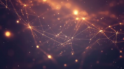 Poster - Abstract network connection, glowing lines and dots on dark background.