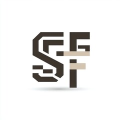 Poster - Modern abstract logo design featuring geometric shapes in neutral colors.