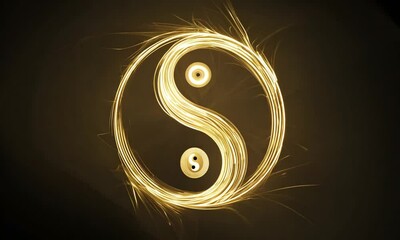 Canvas Print - Glowing Yin Yang Symbol: Harmony and Balance in Light