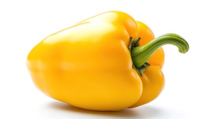 Wall Mural - A vibrant yellow bell pepper on a white background.