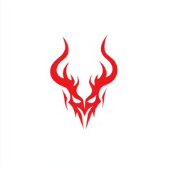 Poster - A striking red tribal design featuring horn-like shapes and fierce facial features.