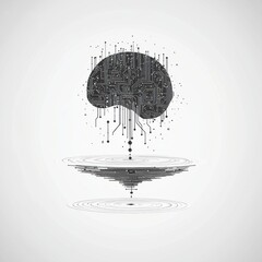 Poster - A digital representation of a human brain with circuit patterns, symbolizing technology and innovation.
