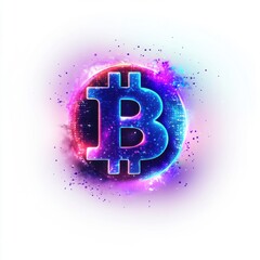 Poster - A luminous bitcoin symbol surrounded by a vibrant cosmic background, reflecting digital innovation.