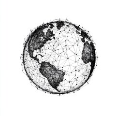 Poster - Abstract representation of the Earth with interconnected lines and nodes, symbolizing global connectivity and networking.