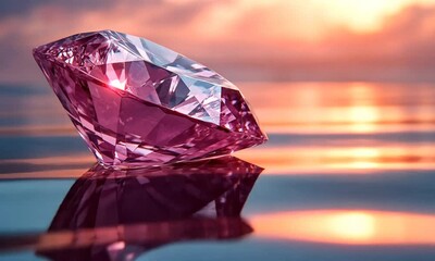 Wall Mural - Pink Diamond Sunset Reflection: A Jewel on Water