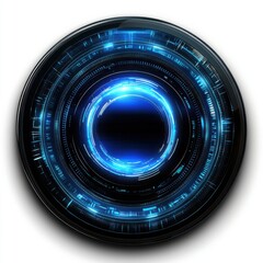 Poster - Futuristic glowing blue technology abstract design on a circular background.