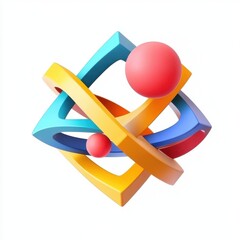 Poster - Colorful abstract shapes in blue, orange, and red create a modern, dynamic composition.