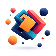 Poster - Abstract geometric shapes in vibrant colors, creating a dynamic visual effect.