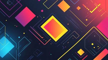 Leinwandbilder - Colorful Abstract Geometric Background with Vibrant Shapes and Lines for Modern Design