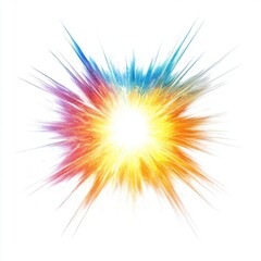 Poster - Colorful explosive burst showcasing a vibrant mix of orange, yellow, blue, and purple hues.