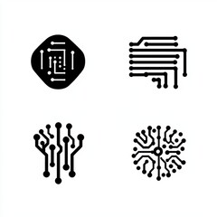 Fototapete - Abstract circuit designs in black showcasing intricate technology patterns.