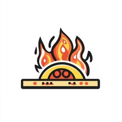 Aufkleber - Colorful flame illustration symbolizing warmth and energy.