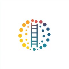 Poster - Abstract colorful ladder logo design representing growth and progress.