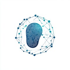 Poster - Abstract illustration of an ear shape integrated with fingerprint design, symbolizing identity and security.