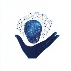 Poster - A silhouetted hand holds a glowing brain crafted from stars and connected nodes, symbolizing innovation.