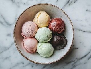 Wall Mural - assorted colorful ice cream scoops in a bowl