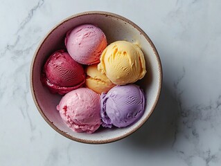 Wall Mural - assorted colorful ice cream scoops in a bowl
