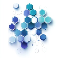 Poster - Colorful abstract hexagonal design in blue shades, creating a modern and dynamic feel.