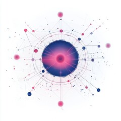 Poster - Abstract digital art featuring a vibrant circular design with blue and pink tones, symbolizing connectivity.