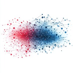 Poster - Abstract digital network design in red and blue hues, representing connectivity and data flow.