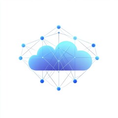 Poster - Abstract blue cloud icons symbolizing digital connectivity and cloud technology.