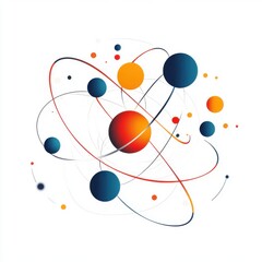 Poster - Colorful abstract atom illustration representing atomic structure and energy.