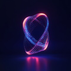Poster - Vibrant abstract light formation glowing in blue and pink hues against a dark background.