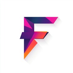 Poster - Colorful geometric letter 'F' design with a modern and vibrant aesthetic.