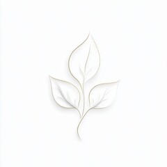 Poster - Delicate white leaf design with subtle artistic lines in a minimalist style.
