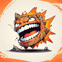 Sticker - Angry Rock Monster Illustration