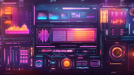 Poster - hud futuristic info box, display and borders interface elements. vector information screen panels, t