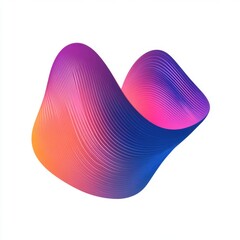 Poster - Abstract wave design in vibrant gradient colors of purple, pink, and blue on a clean white background.
