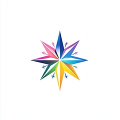 Poster - Colorful geometric star design with vibrant hues radiating from the center, creating a lively and dynamic visual effect.