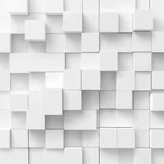 Poster - Abstract white cubes create a modern, textured wall design with depth and dimension.