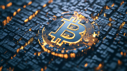 Poster - Calculations of cryptocurrency isolated calculator and bitcoin sign outline icon. Vector accounting of profit, counting of financial operations with digital money. Calculation of electronic payments