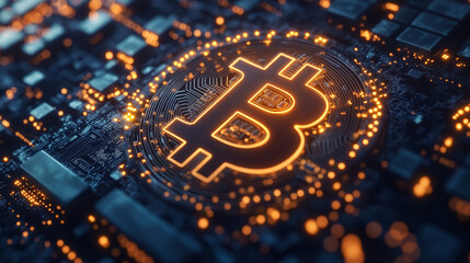 Poster - Calculations of cryptocurrency isolated calculator and bitcoin sign outline icon. Vector accounting of profit, counting of financial operations with digital money. Calculation of electronic payments