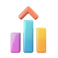 Poster - Colorful bar graph with an upward arrow symbolizing growth and success.