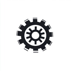 Poster - Black and white gear icon symbolizing technology and mechanics.