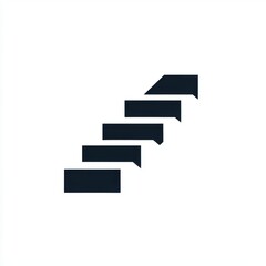Poster - Stylized abstract representation of staircase steps in black against a white background.