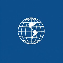Poster - Minimalist globe design on a deep blue background, symbolizing global connectivity.