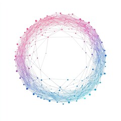 Poster - Abstract geometric design showcasing interconnected nodes in a vibrant pink and blue color scheme.