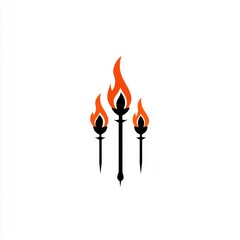 Poster - Stylized illustration of three torches with vibrant orange flames against a white background.