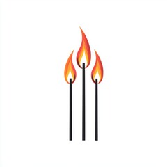 Poster - Three colorful flames rising from matches against a white background.
