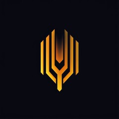 Poster - Stylish golden geometric logo design on a black background, radiating a modern and elegant vibe.