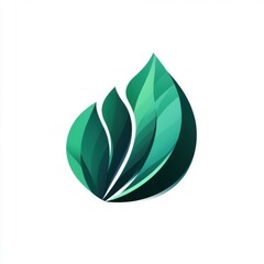 Poster - Elegant green abstract leaf logo design combining multiple shades of green.