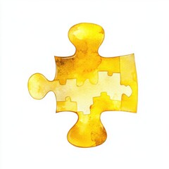 Poster - A vibrant yellow puzzle piece against a clean white background, showcasing its unique shape and texture.