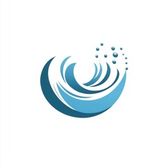 Poster - Stylized turquoise ocean wave design with bubbles, symbolizing energy and movement.