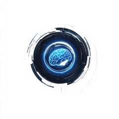 Poster - Futuristic digital brain design illustrating technology and intelligence concepts.